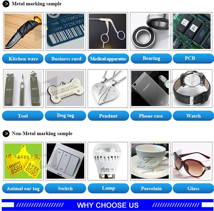 Metal Watches Camera Auto Parts Buckles Jewellery Button laser fiber marking machine 20w