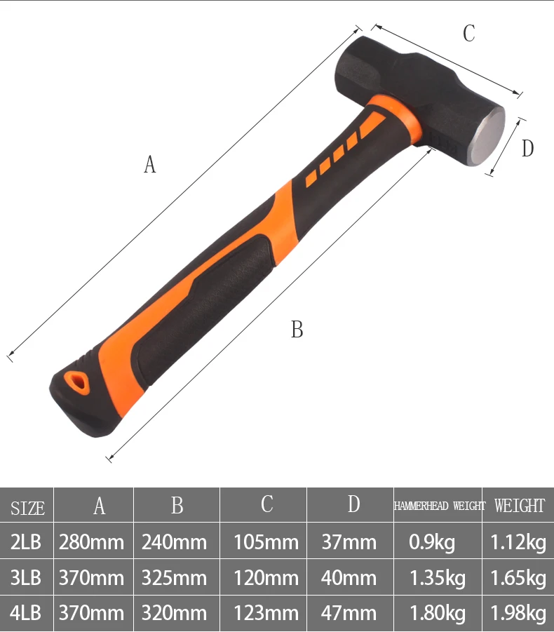 Building Construction 24lb Sledge Hammer Heavy Duty Onepiece Steel Brick Drilling Crack