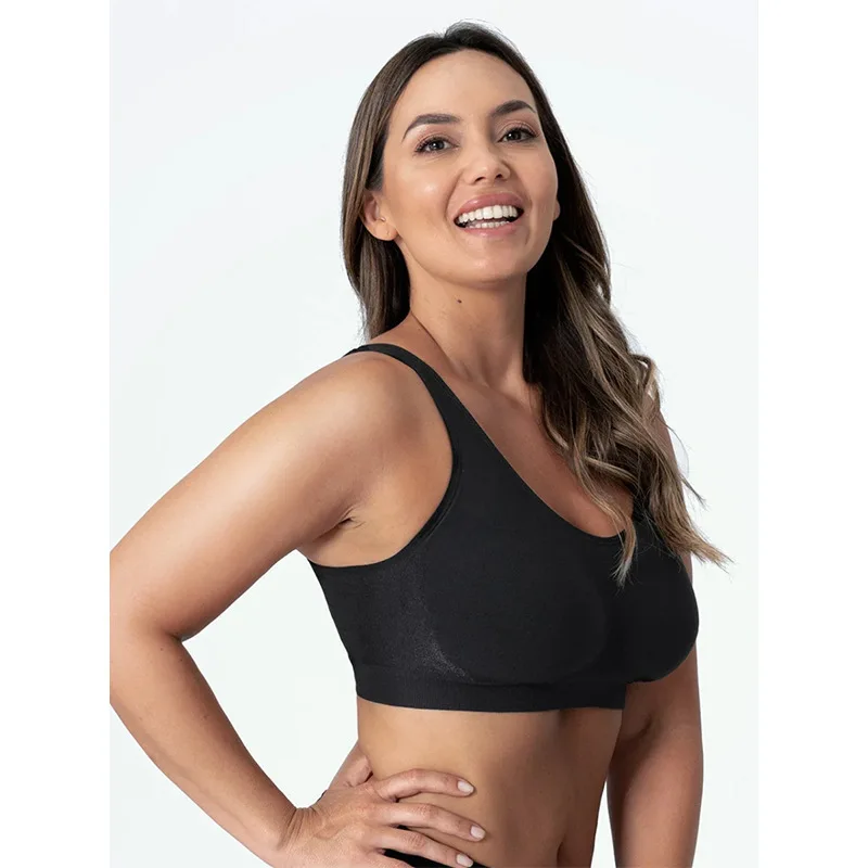 Factory Direct Women's Thin Steel Ring Bra Large Size Bright Silk Body Shaping Vest with Solid Pattern for Big Chest Women
