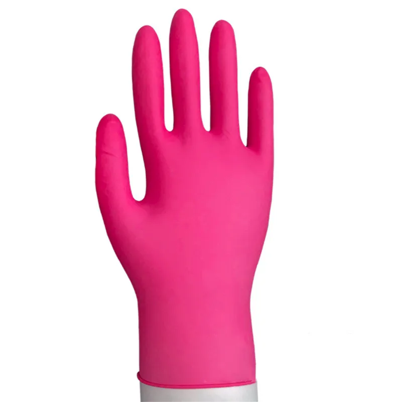 Disposable Nitrile Examination Glove Housekeeping Kitchen Medical Pink Disposable Gloves