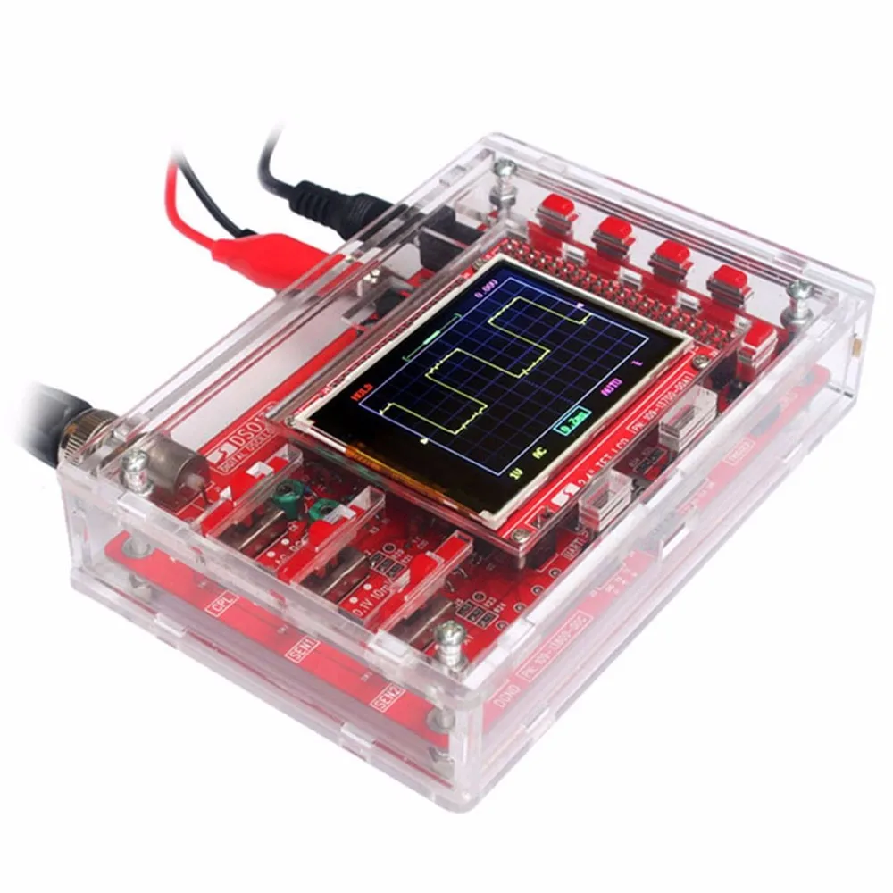 Soldered DSO138 2.4" TFT Handheld Pocket-size Digital Oscilloscope Kit SMD Soldered + Acrylic DIY Case Cover Shell for DSO138
