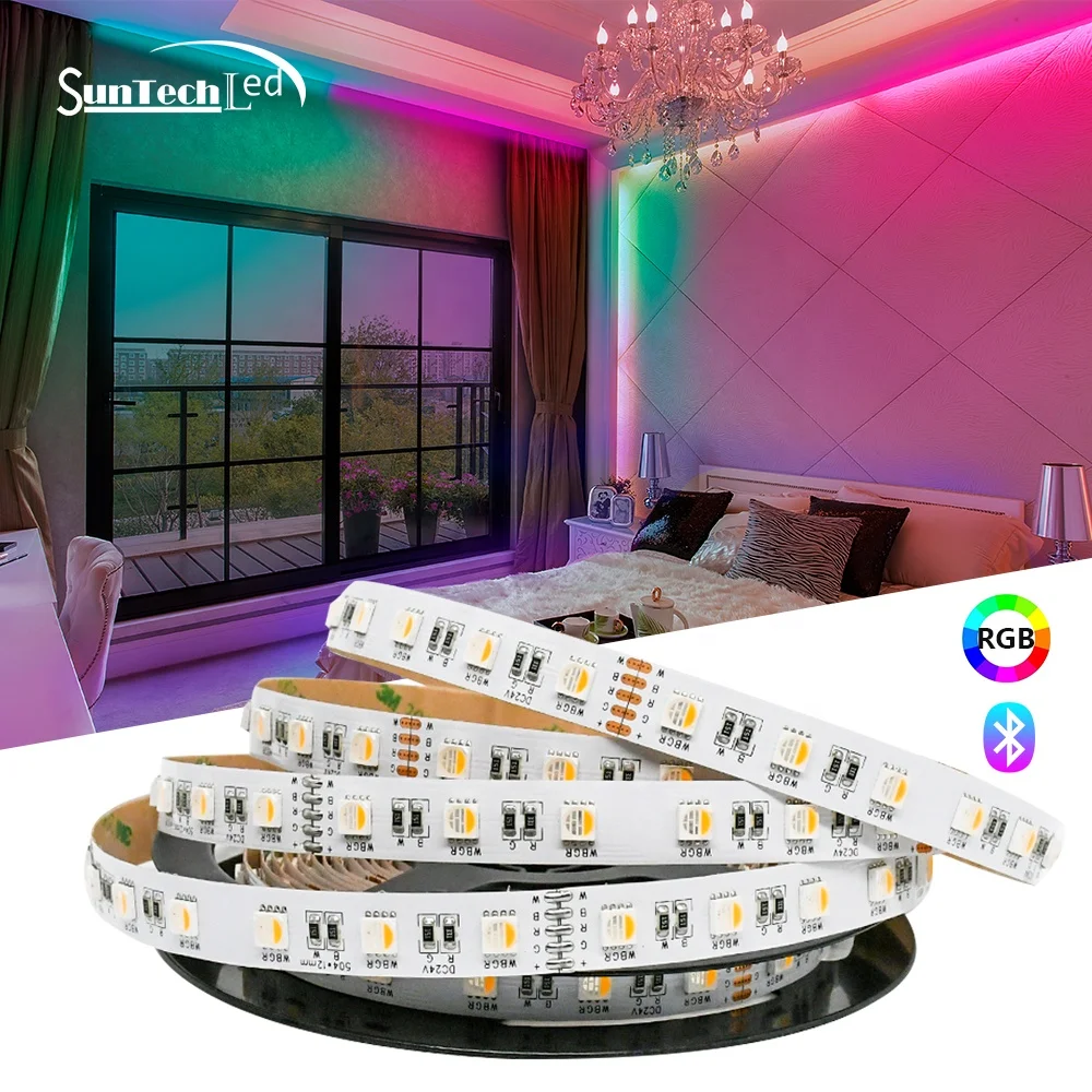 factory supply indoor  decoration  flexible  remote  Bluetooth  control  DC24V    lamp  5050 RGBW led strip lights