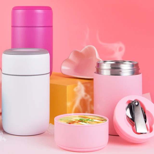 Custom kids use double wall vacuum thermos insulated thermal stainless steel 500ml food jar with spoon