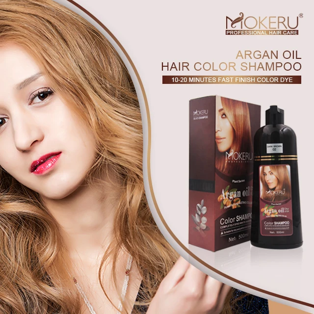 
MOKERU long lasting Argan oil Extract Natural Organic hair color shampoo dry hair dye shampoo for women 