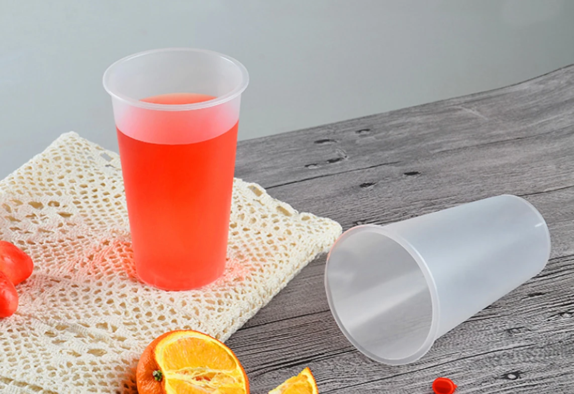 90 口径一次性透明奶茶杯 pp 磨砂杯 16 盎司 500毫升果汁饮料包装杯