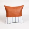 Modern PU leather cotton striped cushion cover patchwork square pillow
