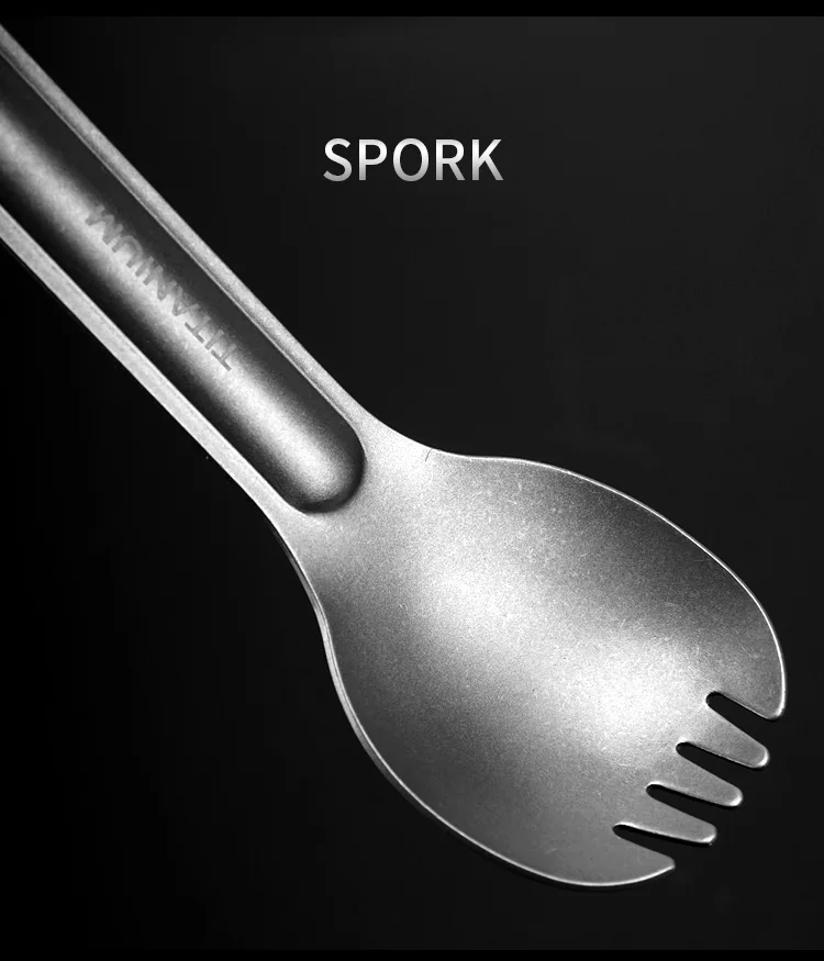 Creative Outdoor Camping Anti Rust Healthy Titanium Long Handle Spork