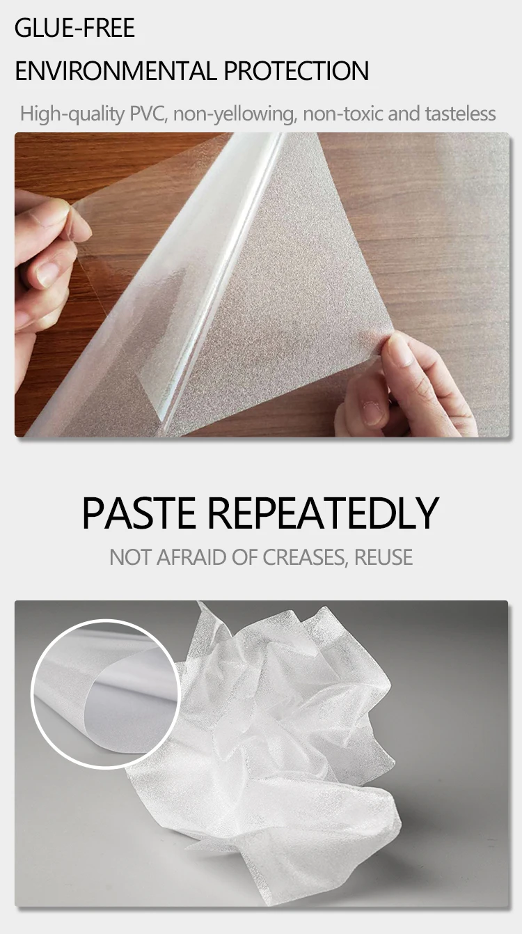 Window Frosted Film Glass Frosting Privacy Self Adhesive Cling Vinyl