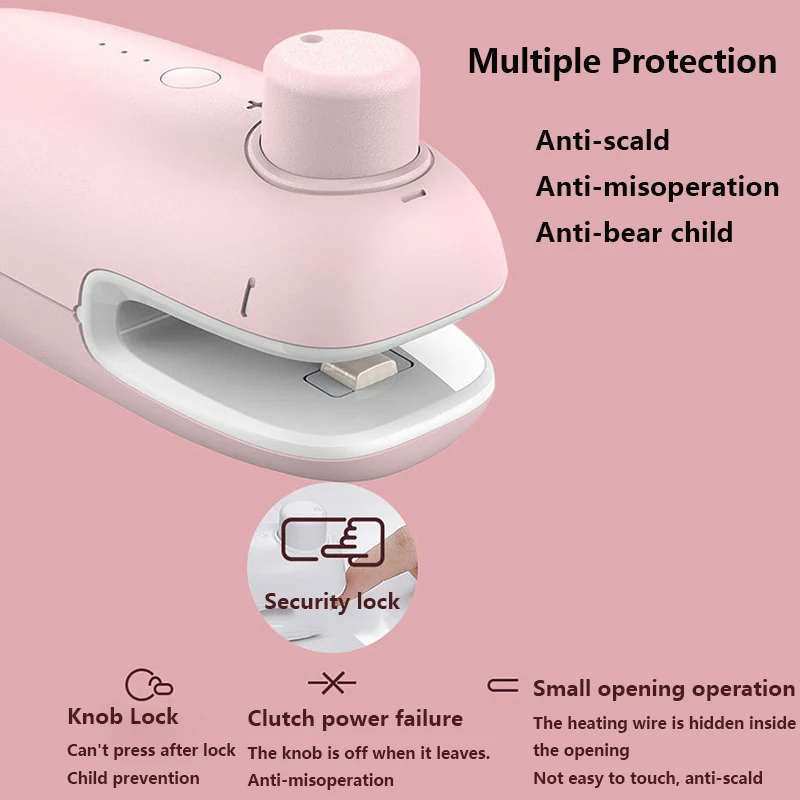 USB Rechargeable Heat Sealer Mini Packaging Food Bag Sealing Machine With Cable Multifunctional Sealer Packing Kitchen Tools