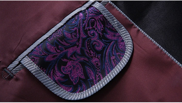 Purple Paisley Floral One Button Suits Jacket Pants Men Stage Party Wedding Groom Suit