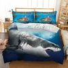 Shark 3D Printing 3pcs 2pcs Duvet Cover 100% Polyester Blue Ocean Sea Bedding Set Bed Cover Fashion Quilt Cover Set