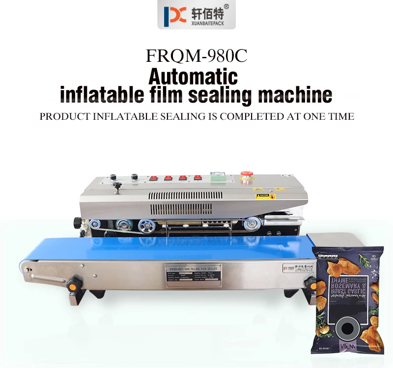 Frm980 Nitrogen Gas Flushing Continuous Band Sealer Plastic Bag Heat