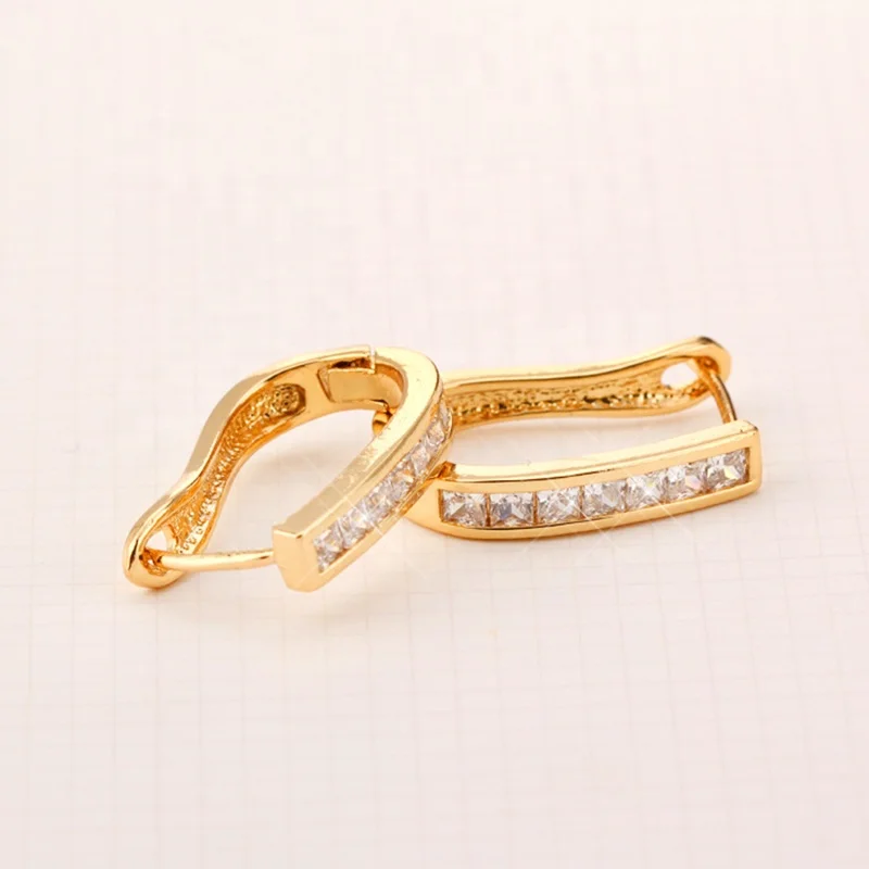 product-Simple Design Cz Inlaid 14 Karat Gold Hoop Earrings-BEYALY-img-1