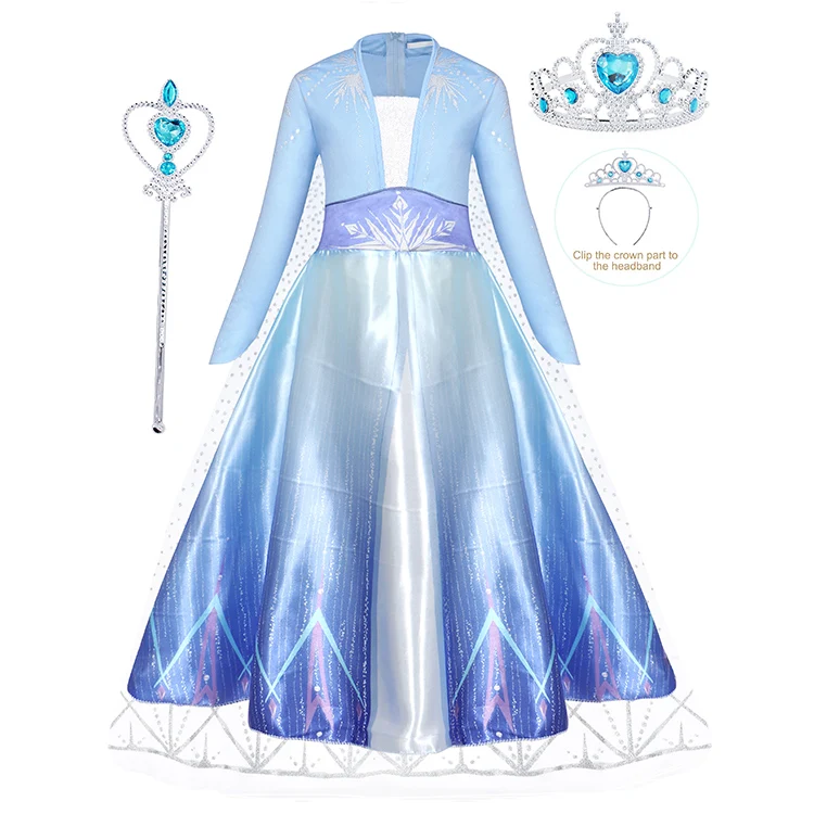 UK Elsa Girls Princess Dress Queen Cosplay Costume Grils Fancy Dress/&Crown Elsa2