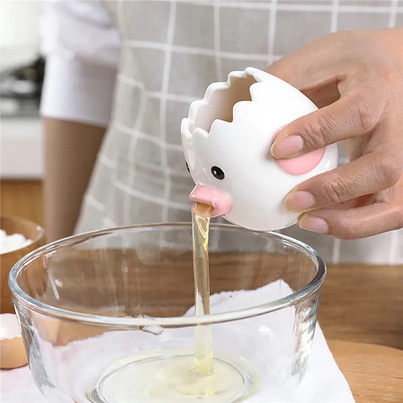 panadería Beowanzk Separador blanco de yema de huevo separador de huevos de cerámica de dibujos animados es adecuado para la cocina del hogar camping portátil herramienta de cocina accesorios 