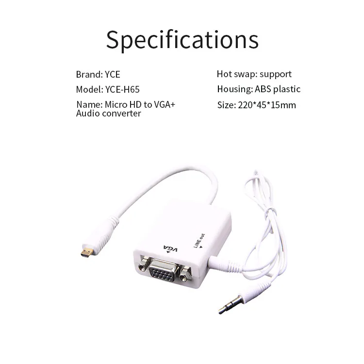 The Cheapest MicroHDMI Male TO VGA Female + 3.5Audio Conversion Cable