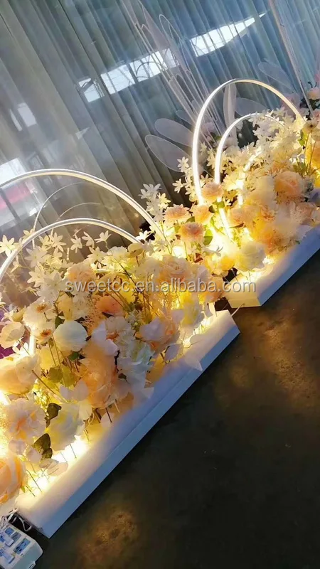 Led New Wedding Flower Stand Walkway Metal Flower Stand For Wedding ...