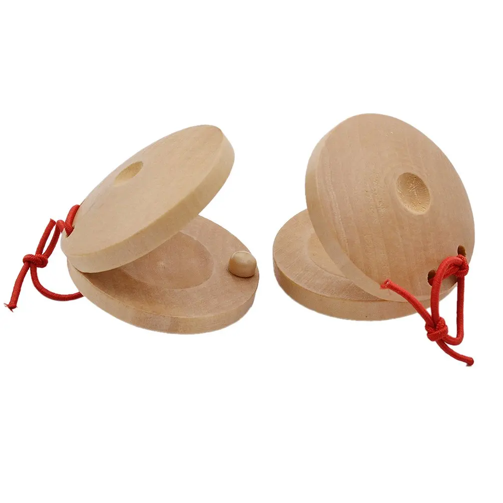 Wooden Round Finger Hand Clappers Musical Instrument De