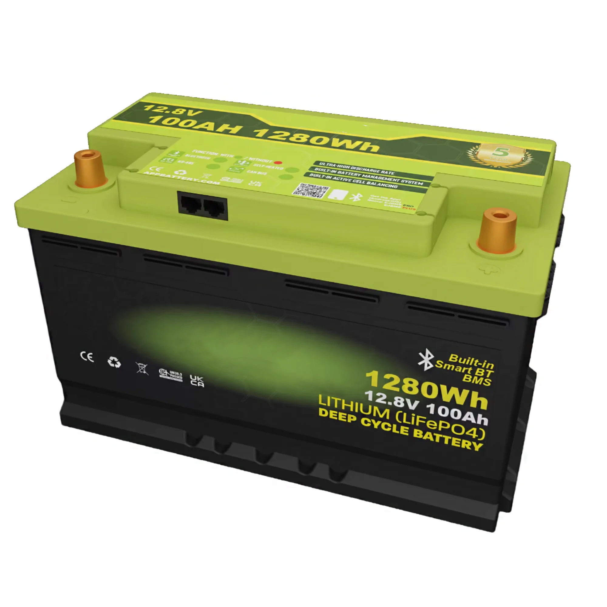 Solar charge controller with lithium-specific voltage settings menu displayed on screen