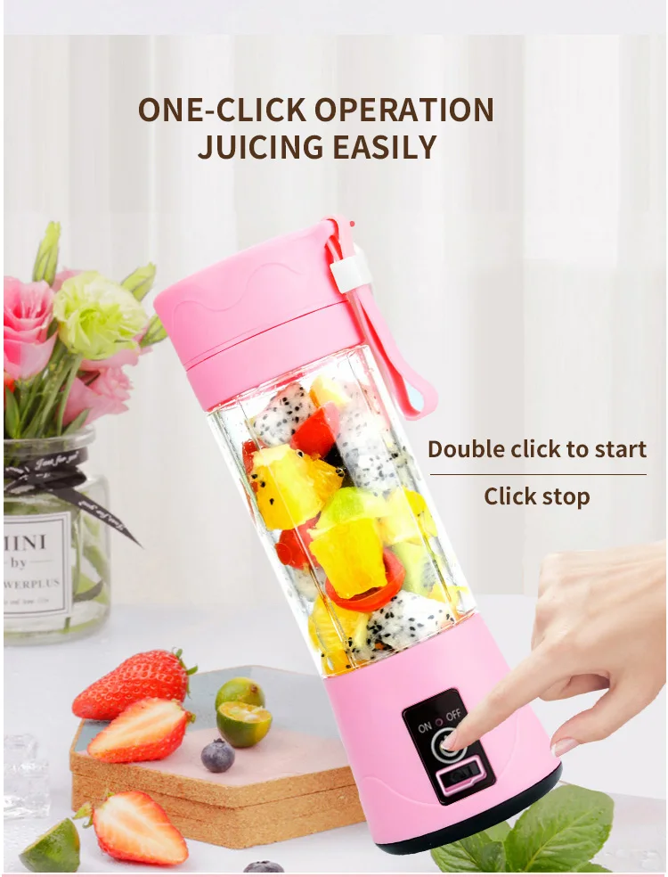 Portable USB Personal Blender Juicer Cup for Smoothies Shakes plastic Mini Travel Water bottles Blender Juicer