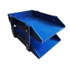 Blue PU Leather Double Layer A4 Size Paper Storage Box