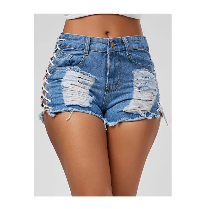 2019 Denim Hot Pants Shorts Strap Jeans Women Straight Pants Shorts