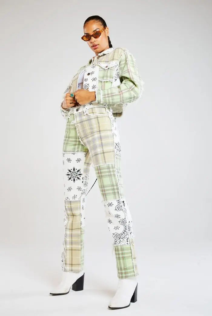 Patchwork Bandana Boyfriend Jeans High 