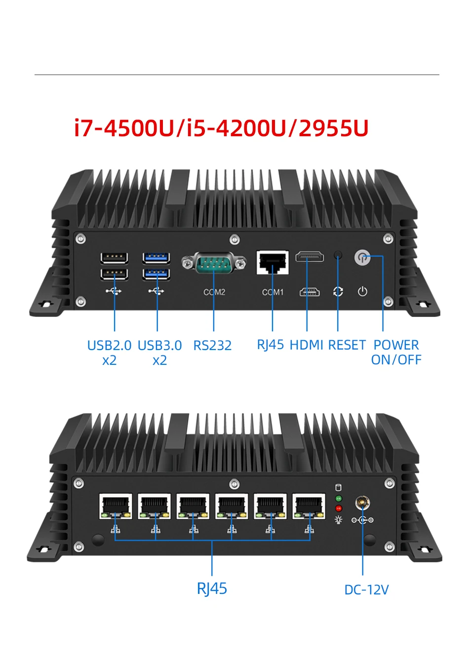 Fanless Industrial Mini Pc 6 Ethernet Ce-leron 2955U 3865U 3G 4g Lte Pfsense Firewall Router Server Barebone Desktop computer