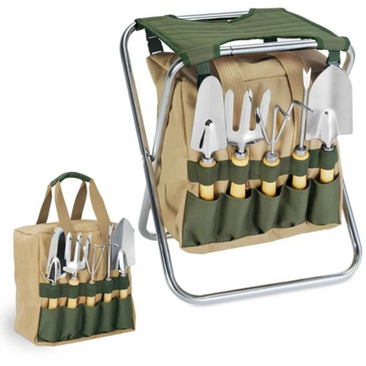 Practical Ladies Garden Tool Bag With Tote And Folding Seat Heavy Duty