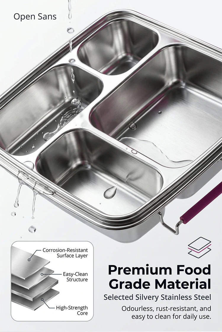 KOLINK Custom 4-Compartment Stainless Steel Bento Box Detail 2