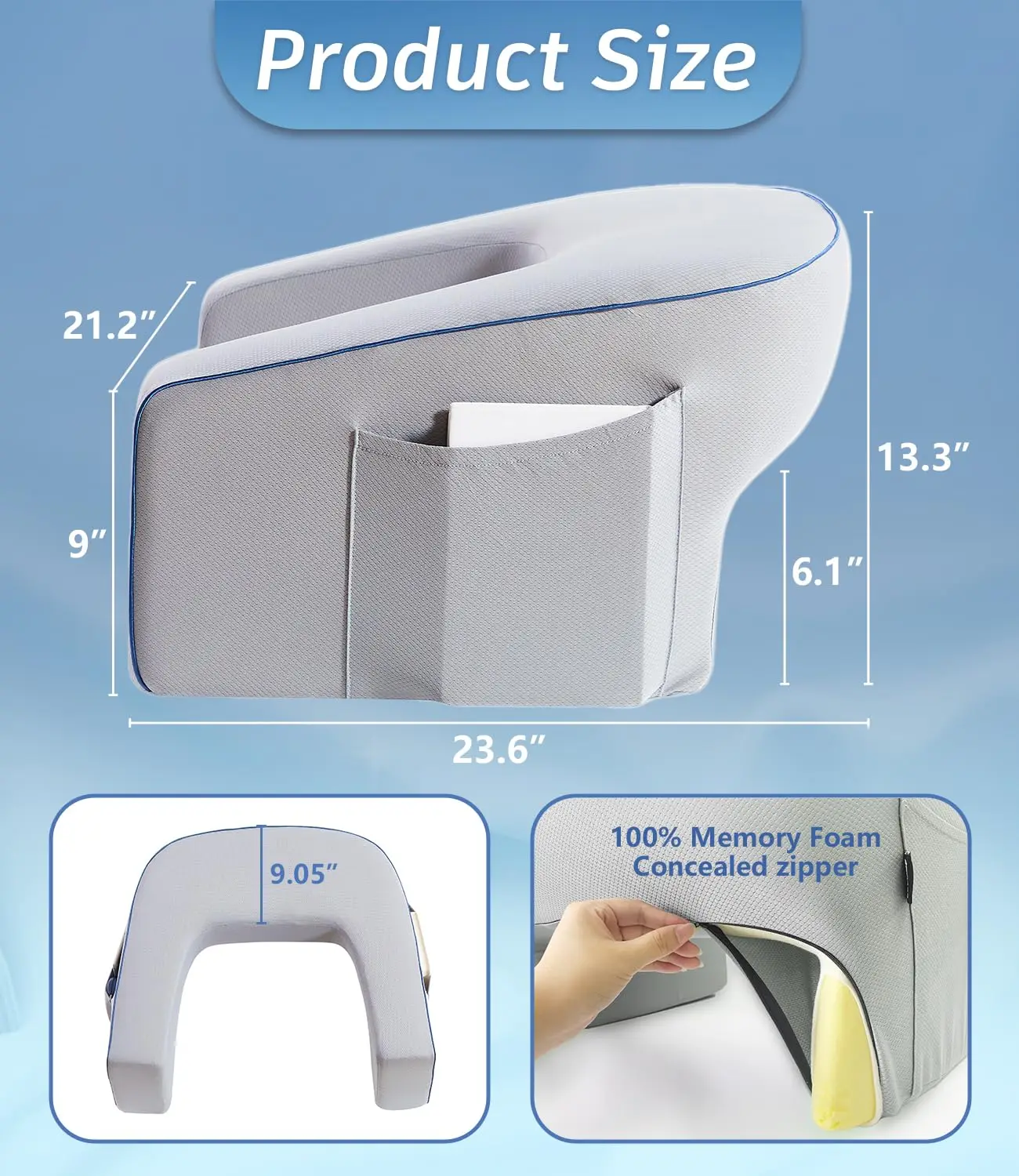 Reading Pillow For Gaming Large Husband Pillow With Arms Memory Foam