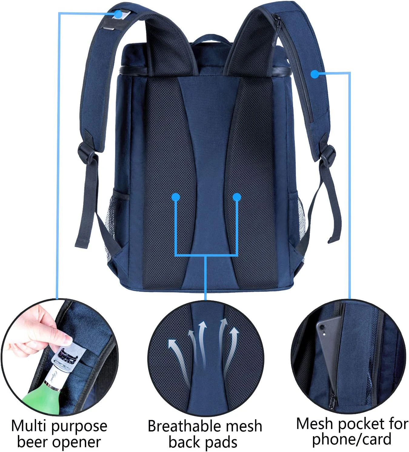 BAVGRED Cooler Backpack Insulated Leak Proof 30 Cans For Men Women,Waterproof Soft Cooler Bag,Lightweight Ice Chest Lunch Backpack For Beach Camping