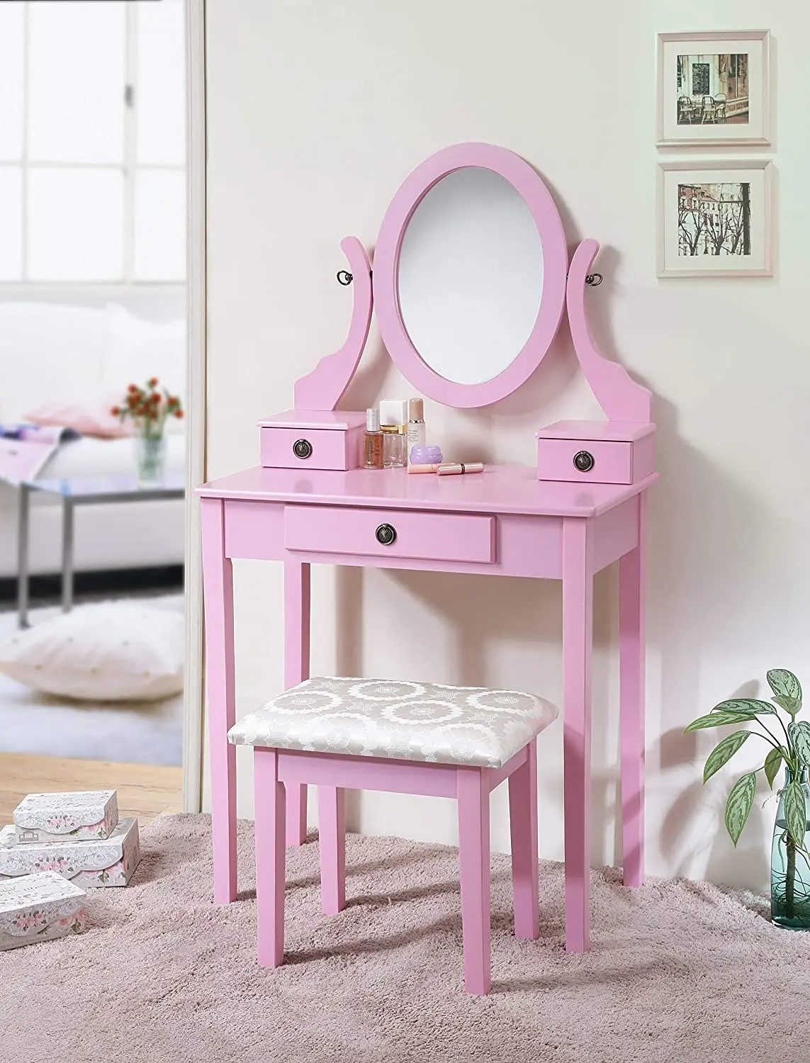 unicorn vanity table and stool set
