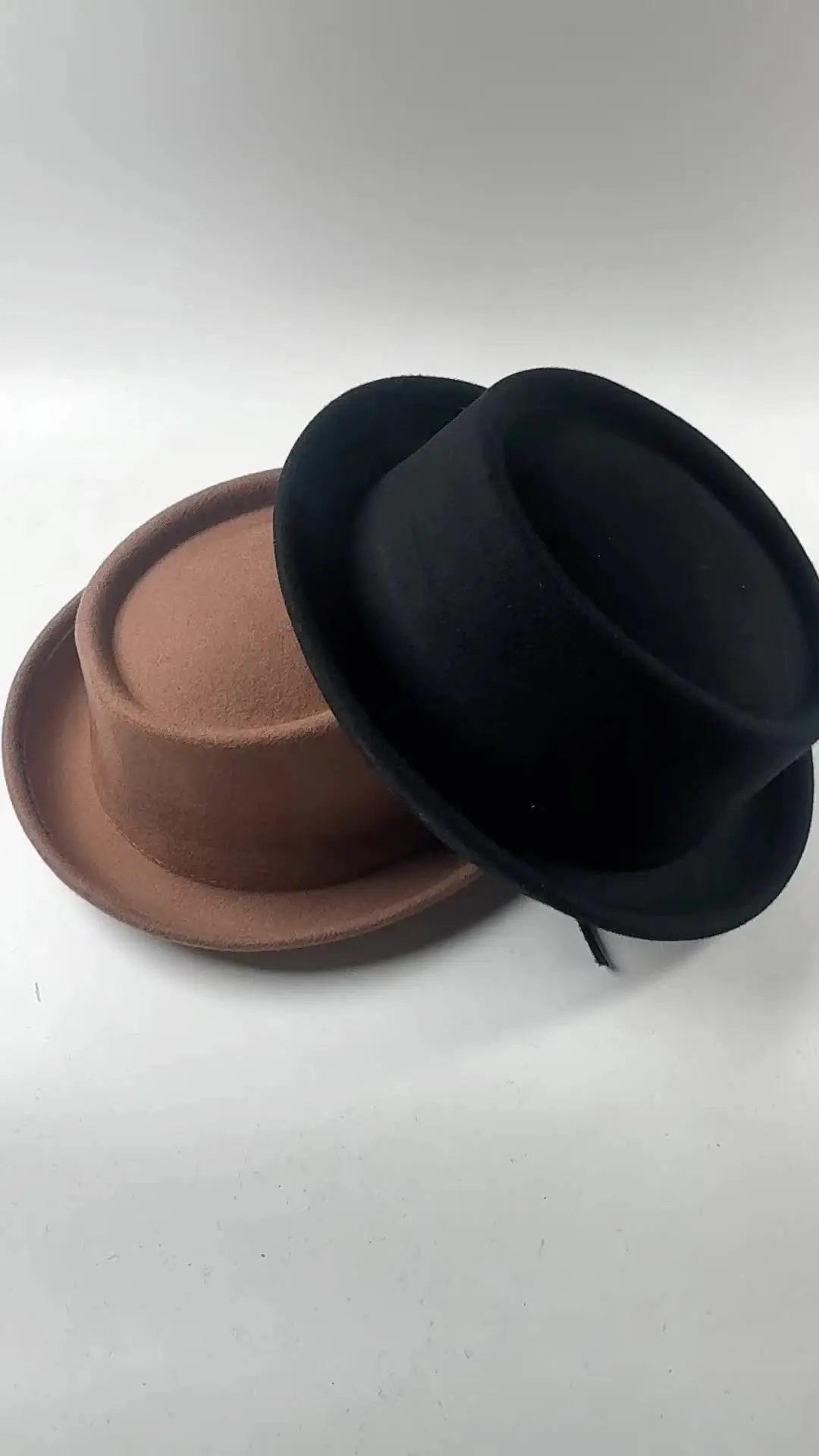 100% Wool Felt Pork Pie Fedora Hats Classic Versatile - Main Image