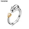 two tone plated 925 sterling silver dainty cute chinese zodiac rat head with cheese animal open ring designs CY531