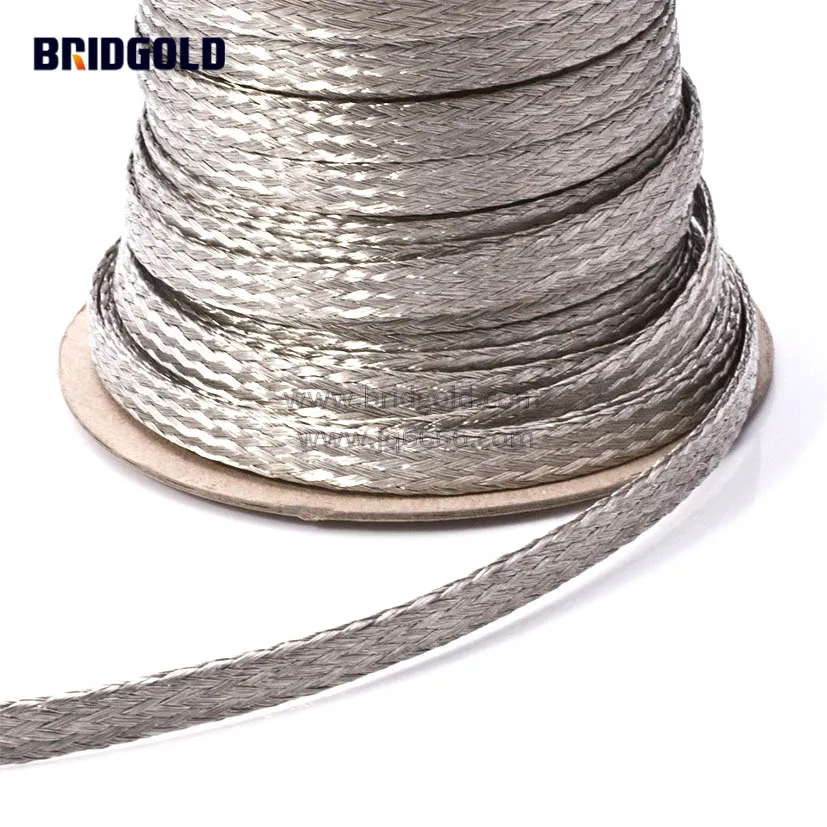 Flat Tinned Copper Braid 7/8'' Width 50' Length,Flexible Copper Braid