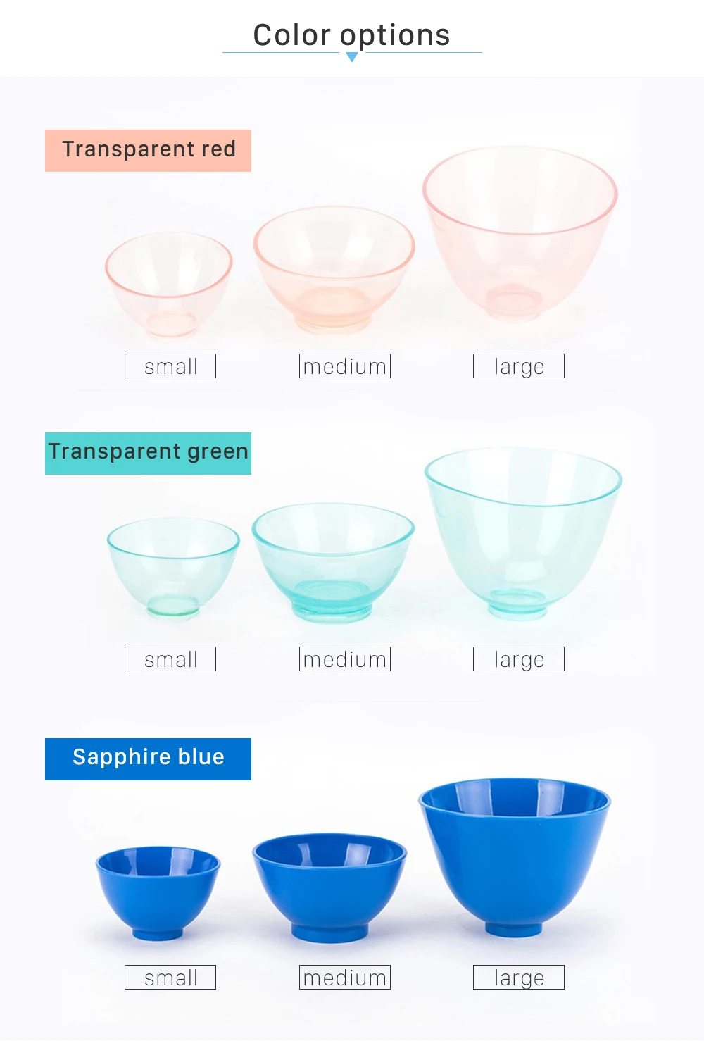 Large Medium Small Size Dental Lab Flexible Silicone Rubber Mixing Bowl