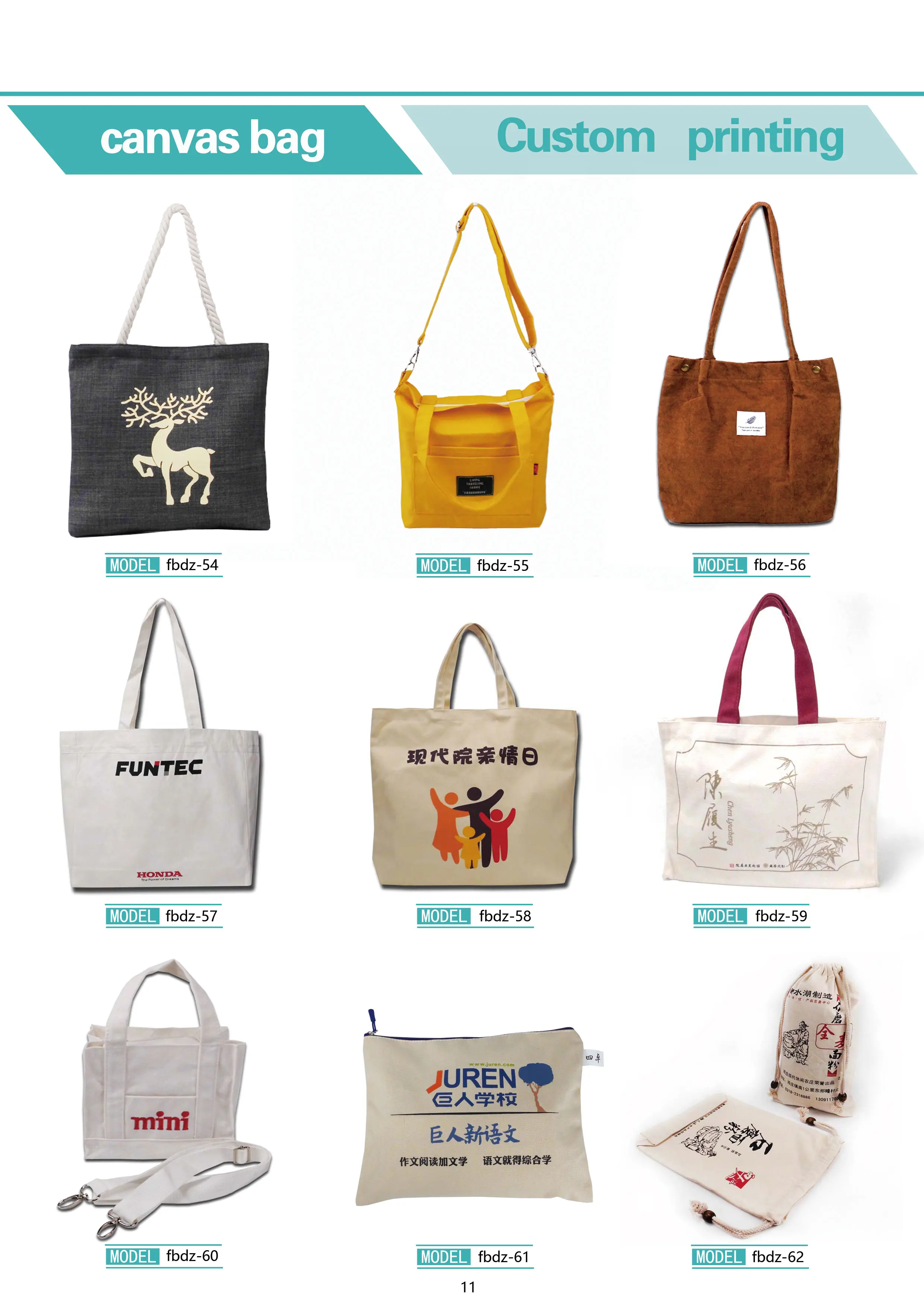 Foldable Custom Canvas Shopping Bag Promotional Canvas Custom Printing