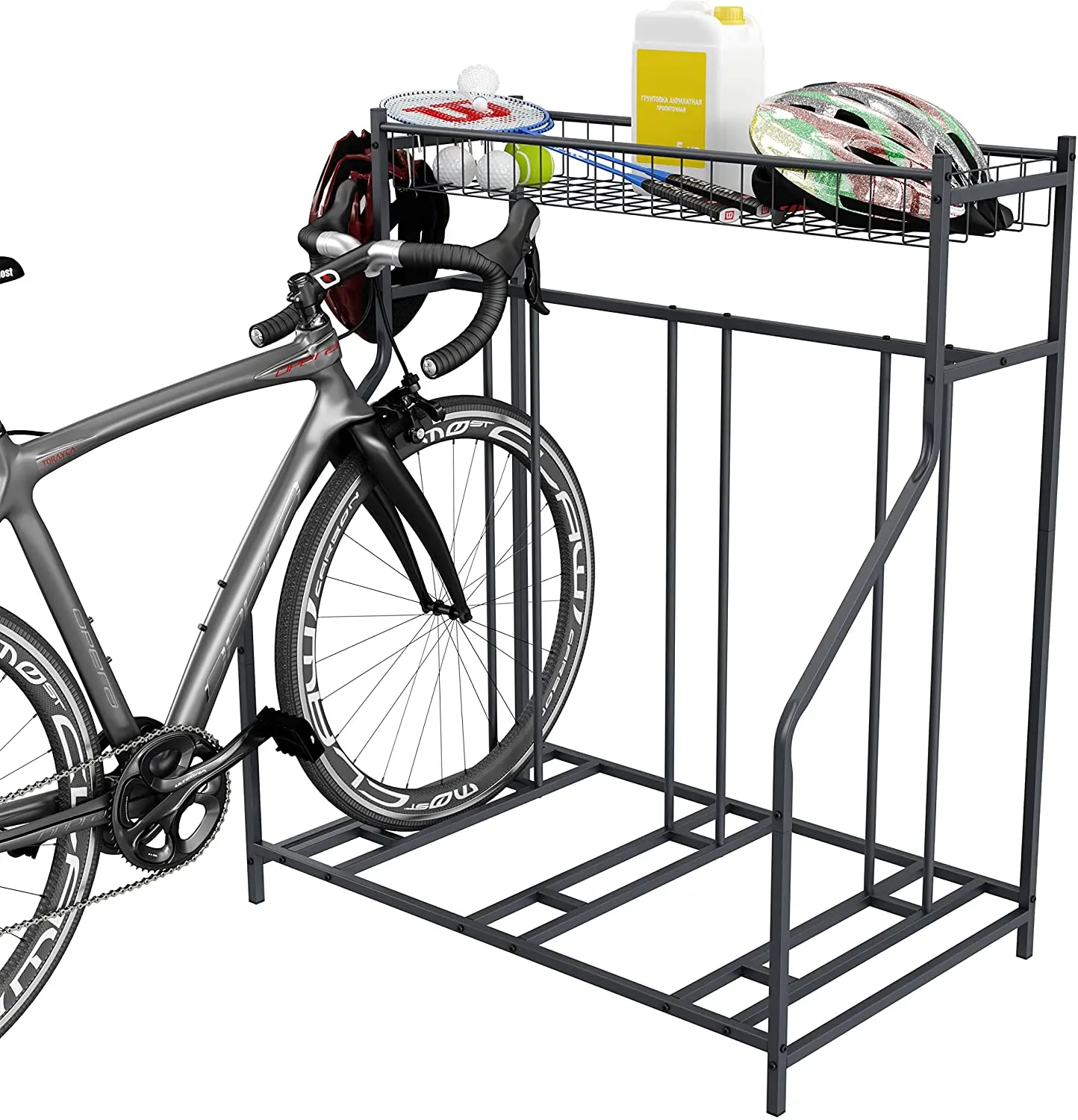 3 Bike Rack Garage With Storage Basket Garage Organizer Bike Parking