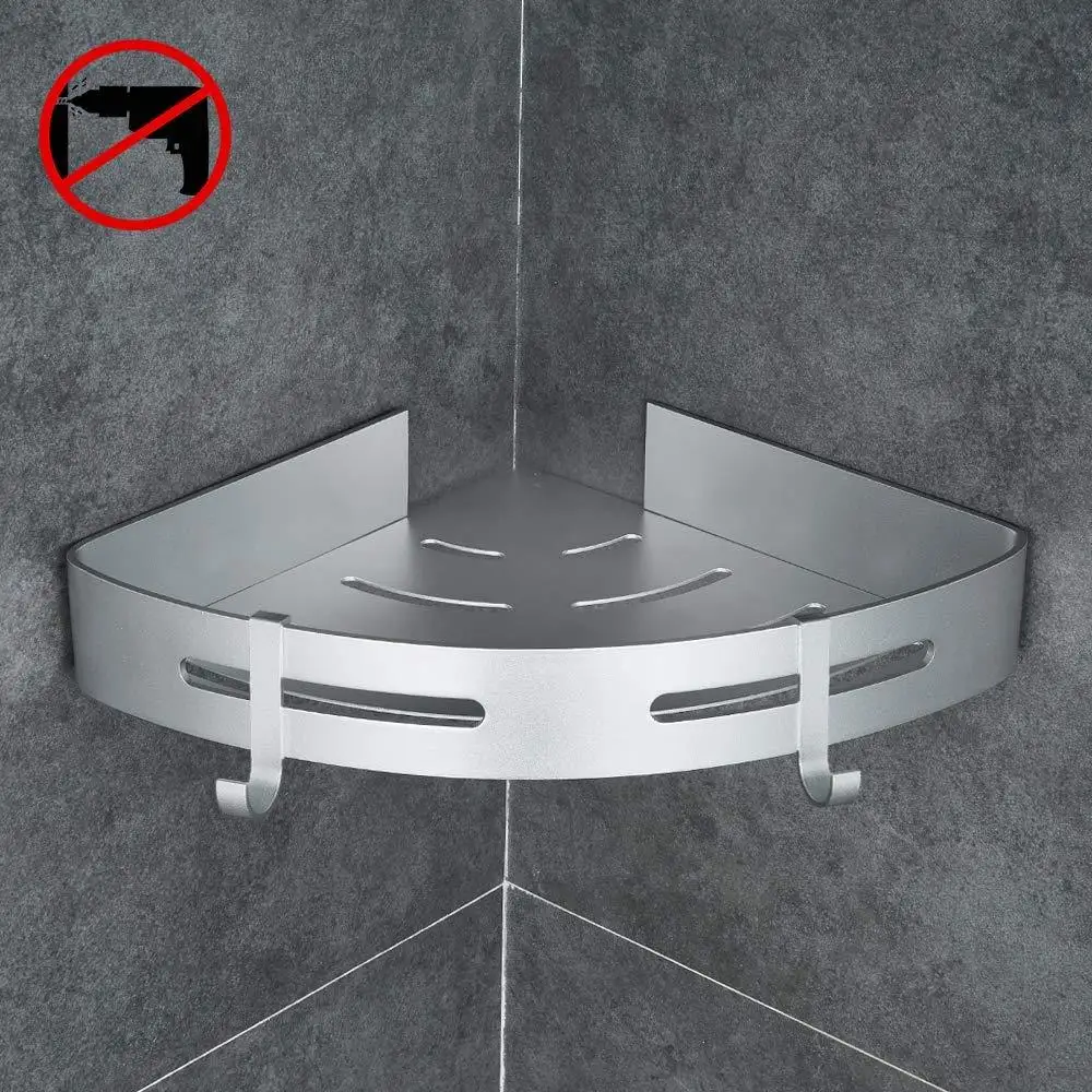 Bathroom  Wall Mounted No drilling Triangle Stainless Steel Corner Shelf