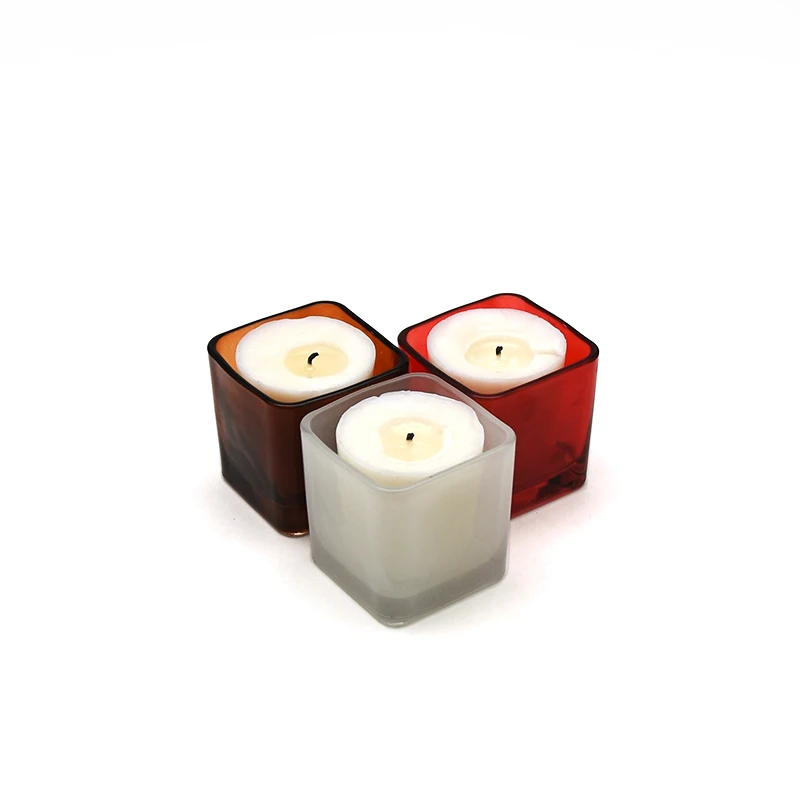 Wholesale Frosted Square Glass Candle Jar,Decorative Square Candle