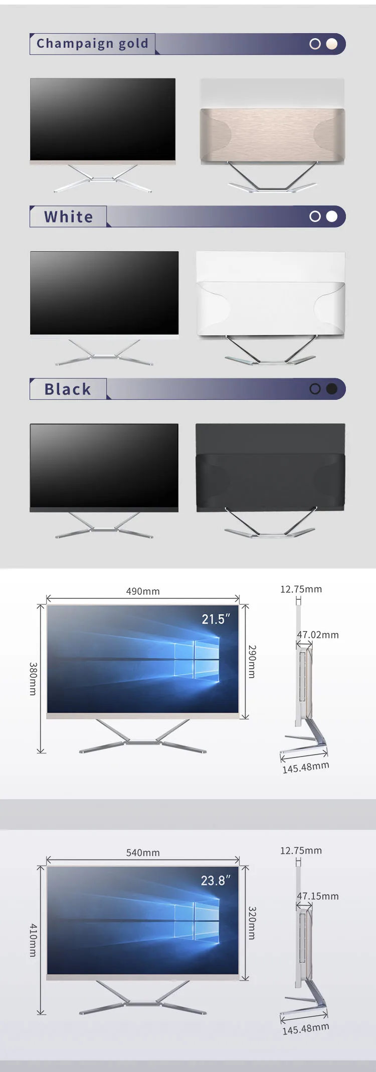 wholesale 23.8" 21.5 inch all in one i5 business pc touchscreen all-in-one monoblock barebone aio desktop computer