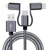 Nylon Braided Multi Charging Cable 3 in 1 data line 2A long Phone Charger Data Mobile Micro V8 Charging 3 In 1 Usb Cable