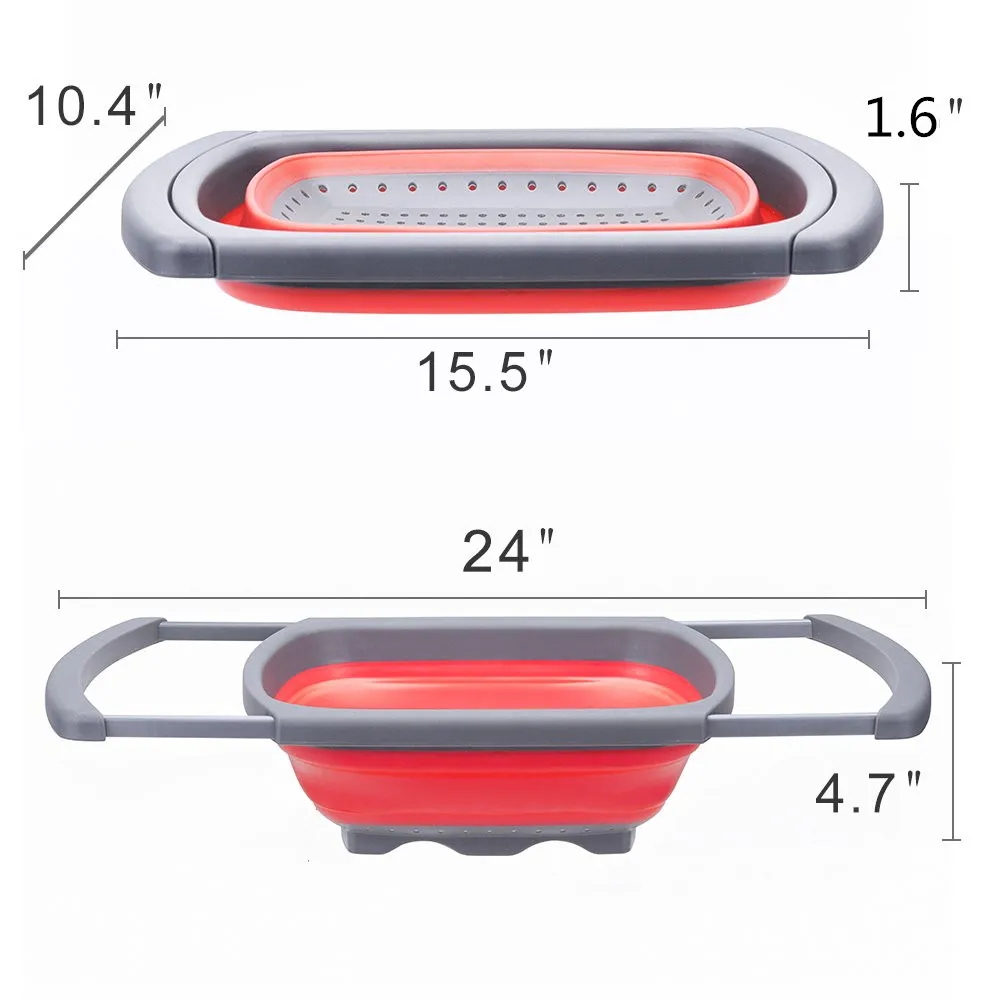 Kitchen Collapsible Colander With Extendable Handle-over The Sink 