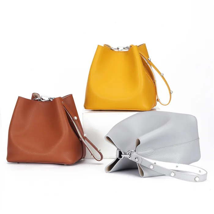 

women bucket bag,2 Pieces, Yellow,black,gray