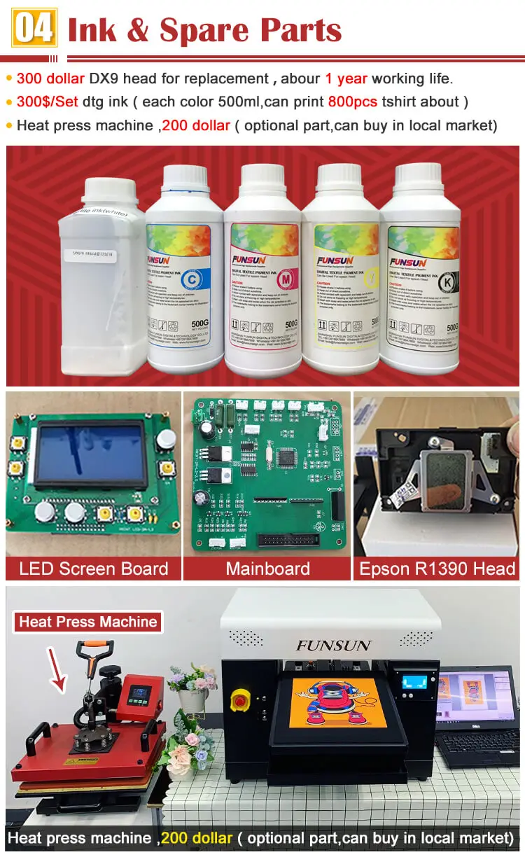 Funsun Advanced A3 Digital Flatbed Printer Industrial Textile Fabric