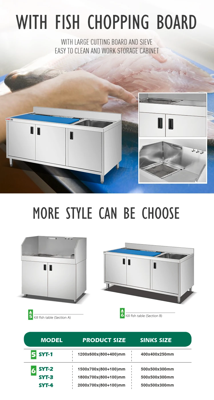 Commercial Stainless Steel Fish Cleaning Table Sink - Industrial ...
