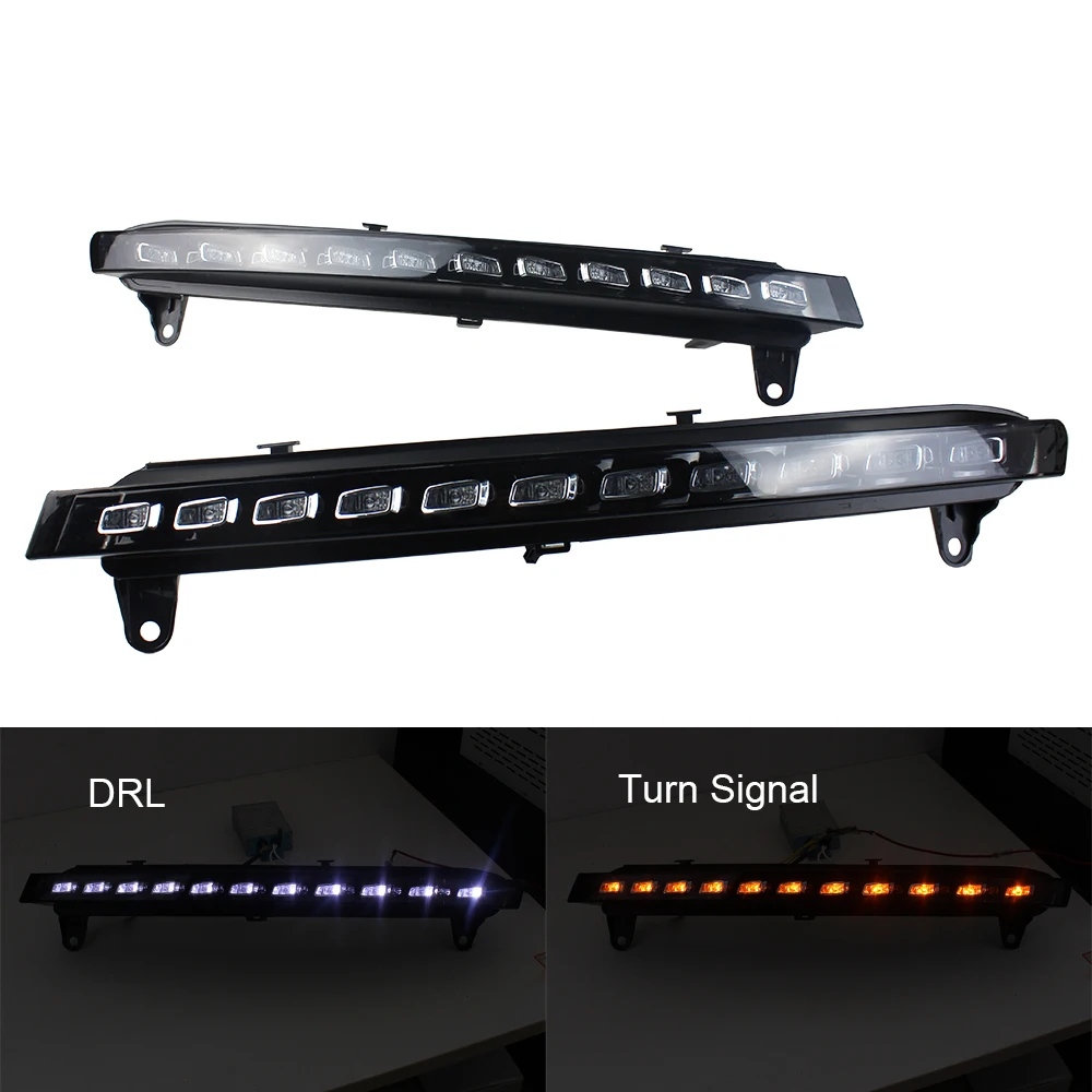 Led Daytime Running Light  Fit For Audi Q7 2006 - 2009 With White DRL Amber Turn Signal Light