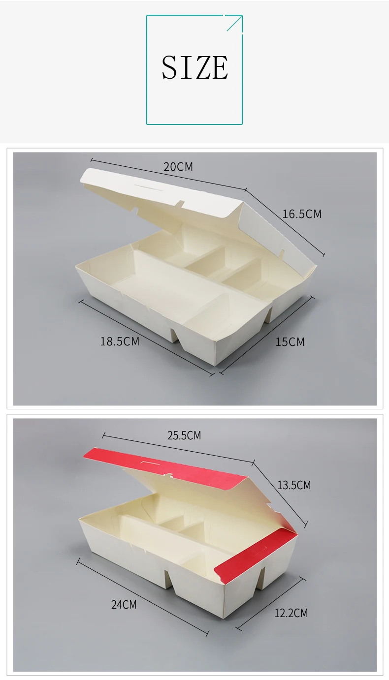 Concave Bottom Five Grid Paper Lunch Sushi Box Disposable Paper Bento