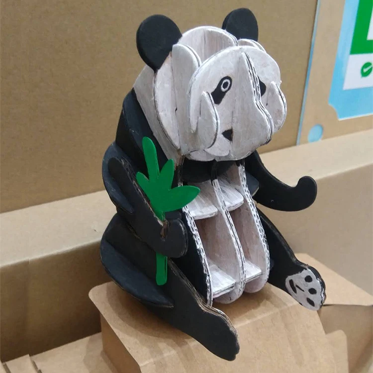 益智玩具  拼图 3d 拼图教育 corrugated 纸-熊猫 材料 环保瓦楞纸